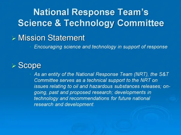 National Response Team s Science Technology Committee