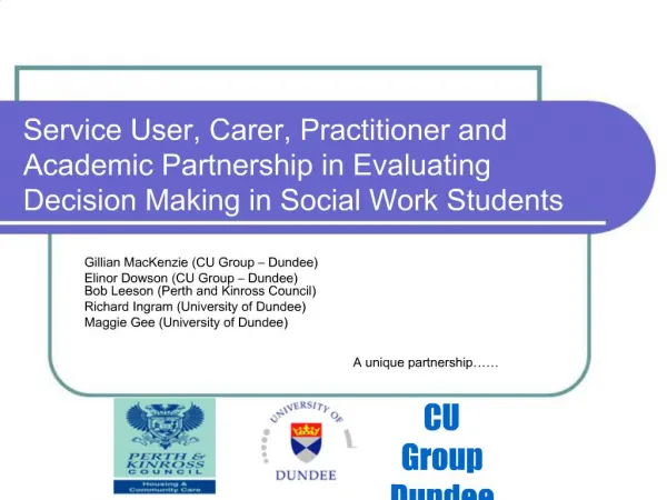 Service User, Carer, Practitioner and Academic Partnership in Evaluating Decision Making in Social Work Students