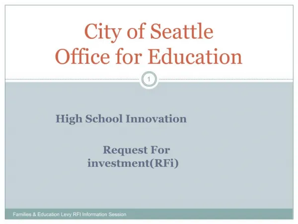 City of Seattle Office for Education