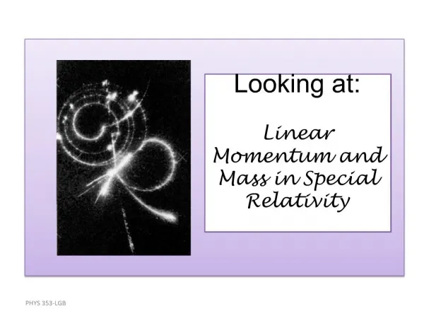 Looking at: Linear Momentum and Mass in Special Relativity