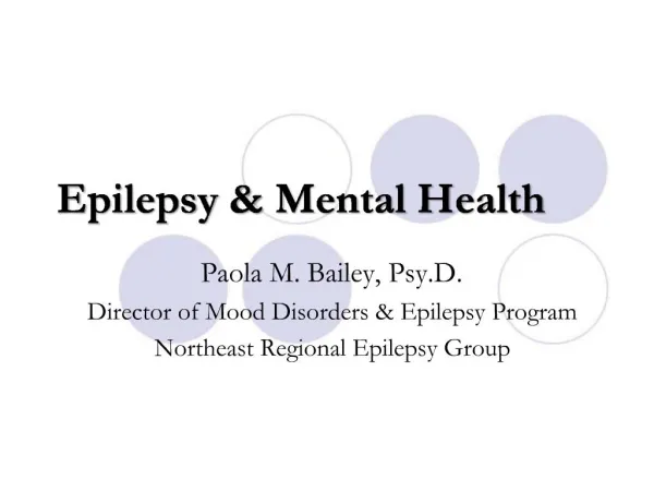 Epilepsy Mental Health