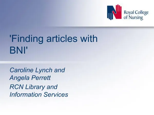Finding articles with BNI