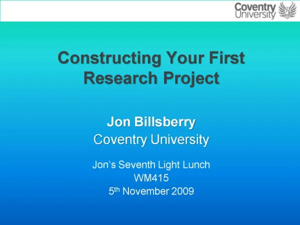 Constructing Your First Research Project