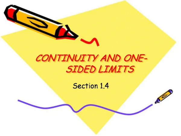 CONTINUITY AND ONE-SIDED LIMITS