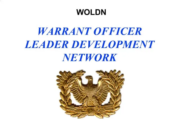 WARRANT OFFICER LEADER DEVELOPMENT NETWORK
