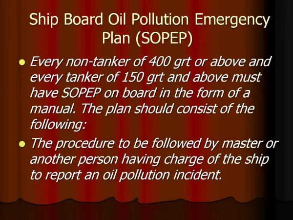 Ship Board Oil Pollution Emergency Plan SOPEP