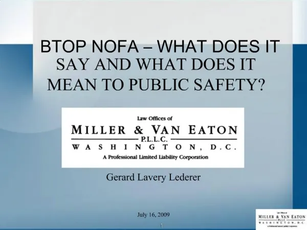 BTOP NOFA WHAT DOES IT SAY AND WHAT DOES IT MEAN TO PUBLIC SAFETY