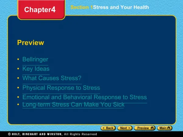 Section 1 Stress and Your Health