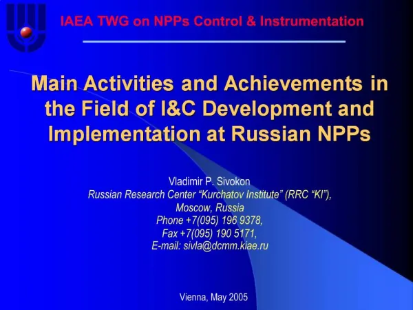 Main Activities and Achievements in the Field of IC Development and Implementation at Russian NPPs