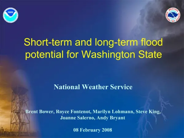 Short-term and long-term flood potential for Washington State