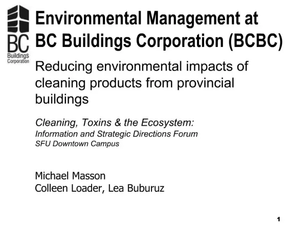 Environmental Management at BC Buildings Corporation BCBC