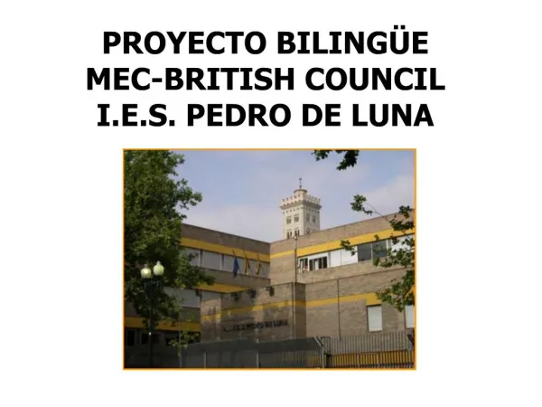 PROYECTO BILING E MEC-BRITISH COUNCIL I.E.S. PEDRO DE LUNA