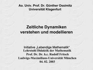 Zeitliche Dynamiken verstehen und modellieren - slide 1