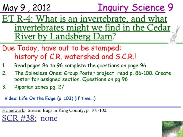 May 9 , 2012 Inquiry Science 9