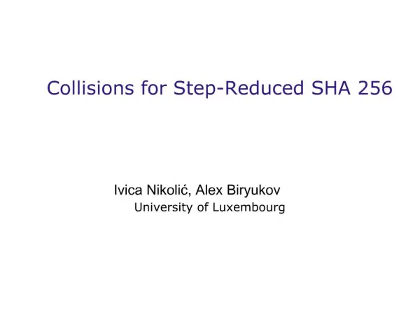Collisions for Step-Reduced SHA 256