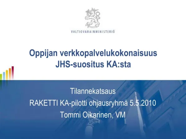 Oppijan verkkopalvelukokonaisuus JHS-suositus KA:sta