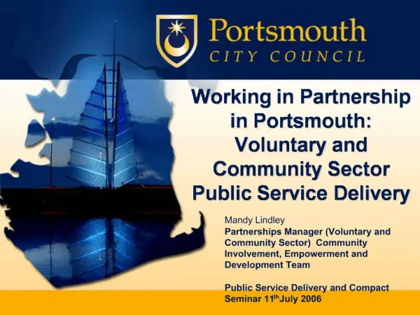 Working in Partnership in Portsmouth: Voluntary and Community Sector Public Service Delivery