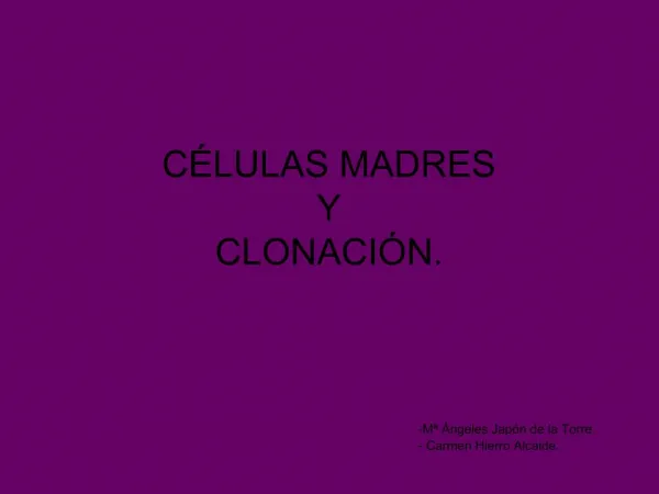 C LULAS MADRES Y CLONACI N.