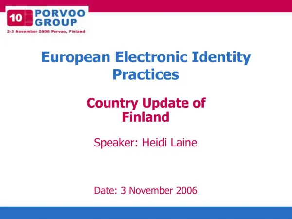 European Electronic Identity Practices