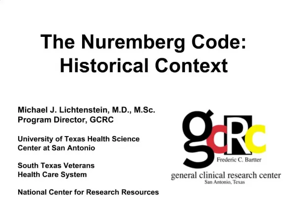 The Nuremberg Code: Historical Context
