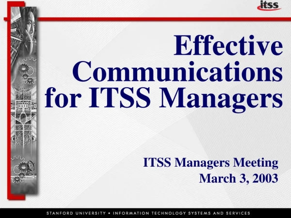 Effective Communications for ITSS Managers
