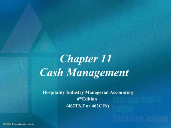 Chapter 11 Cash Management