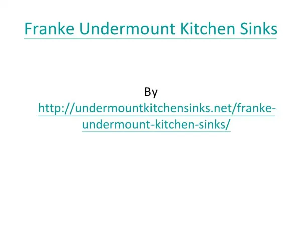 Franke Undermount Kitchen Sinks