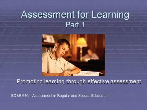 Assessment for Learning Part 1
