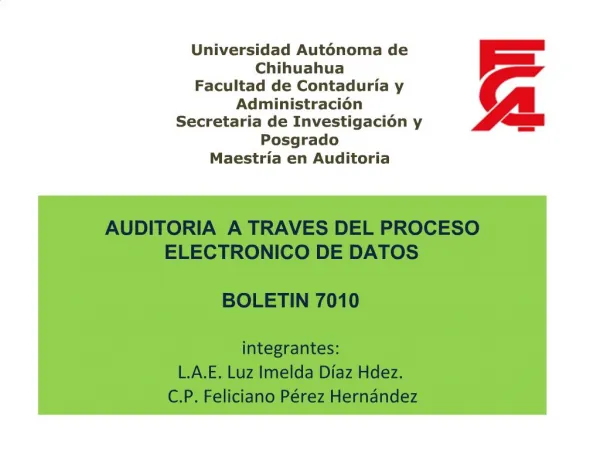 Universidad Aut noma de Chihuahua Facultad de Contadur a y Administraci n Secretaria de Investigaci n y Posgrado Maestr