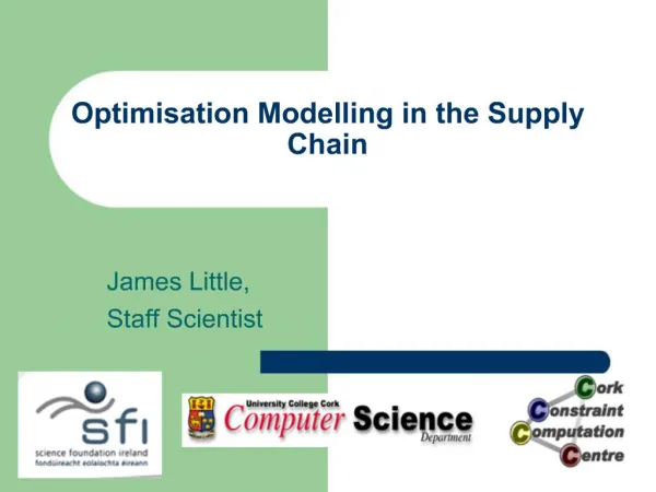 Optimisation Modelling in the Supply Chain