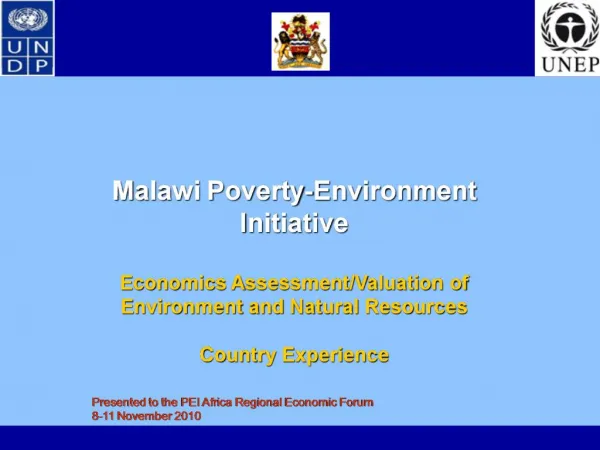 Government of Malawi UNDP-UNEP Poverty- Environment Initiative