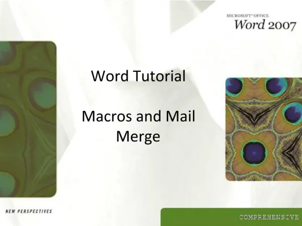 Word Tutorial Macros and Mail Merge