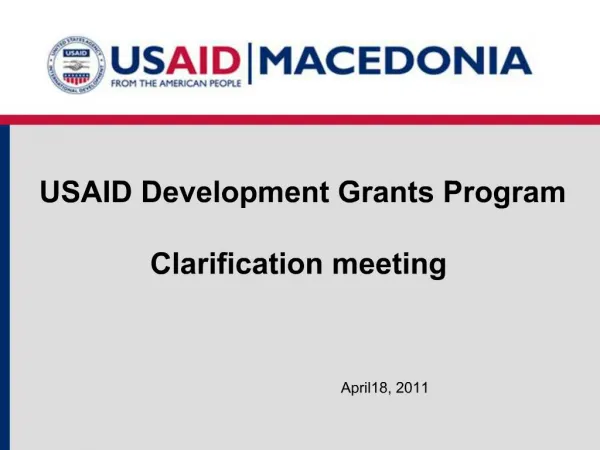 USAID Development Grants Program Clarification meeting
