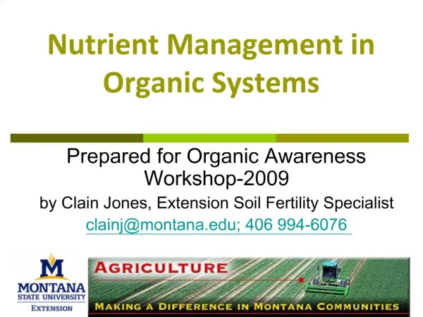 Nutrient Management in Organic Systems