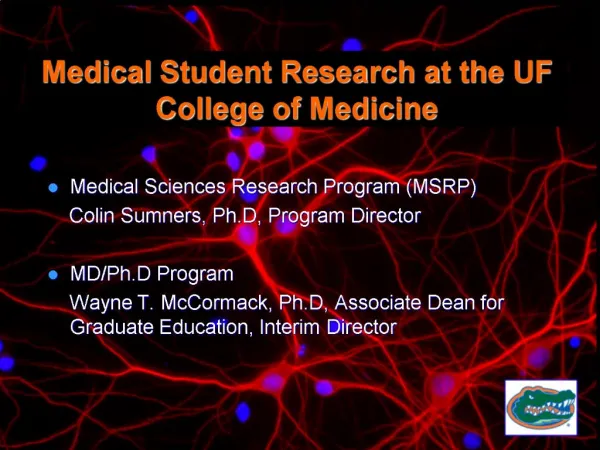 Medical Student Research at the UF College of Medicine