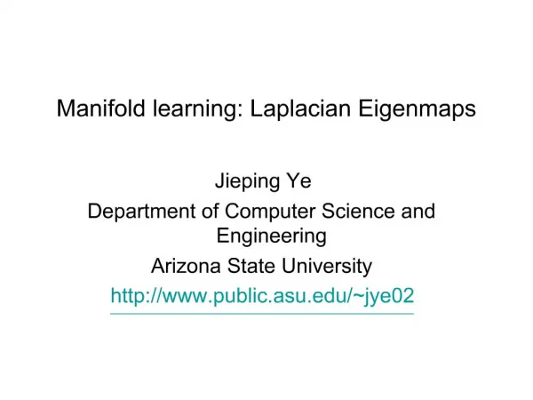 Manifold learning: Laplacian Eigenmaps