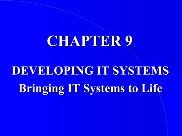 DEVELOPING IT SYSTEMS Bringing IT Systems to Life