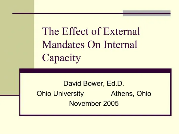 The Effect of External Mandates On Internal Capacity