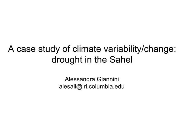 A case study of climate variability