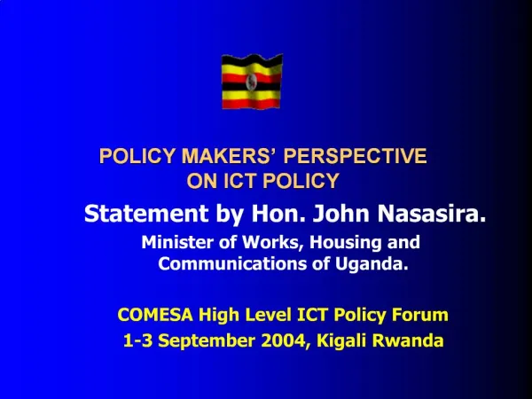 POLICY MAKERS PERSPECTIVE ON ICT POLICY