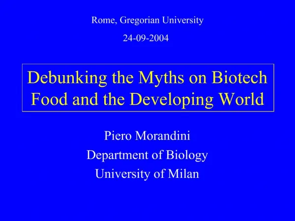 Debunking the Myths on Biotech Food and the Developing World