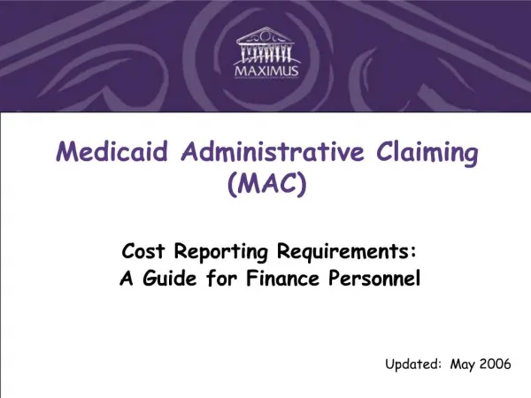 Medicaid Administrative Claiming MAC