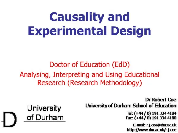 Causality and Experimental Design