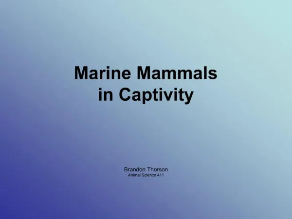 Marine Mammals in Captivity