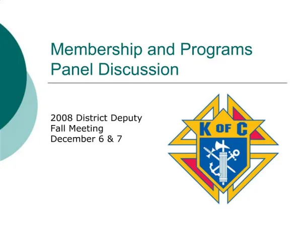 Membership and Programs Panel Discussion