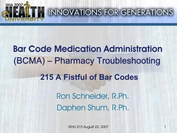 Bar Code Medication Administration BCMA Pharmacy Troubleshooting