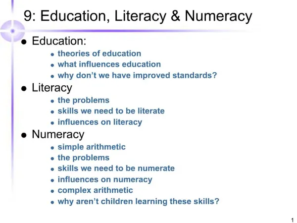 9: Education, Literacy Numeracy