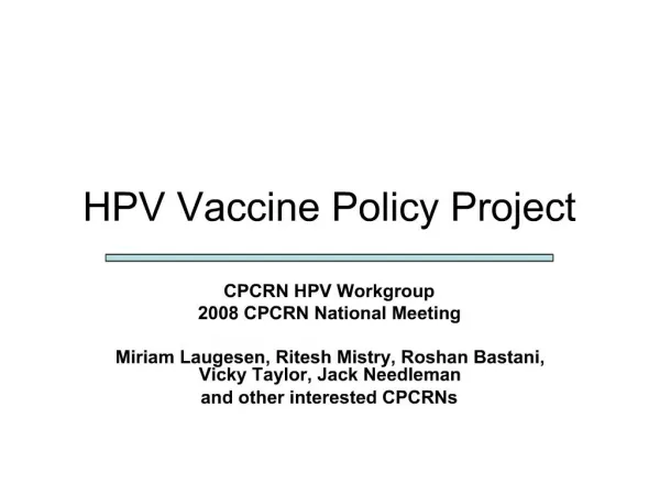 HPV Vaccine Policy Project