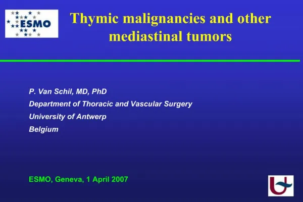 Thymic malignancies and other mediastinal tumors