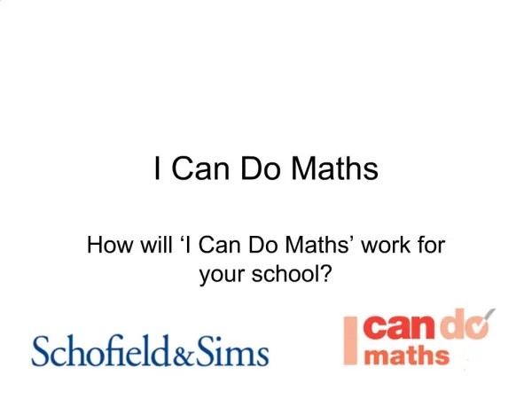 I Can Do Maths